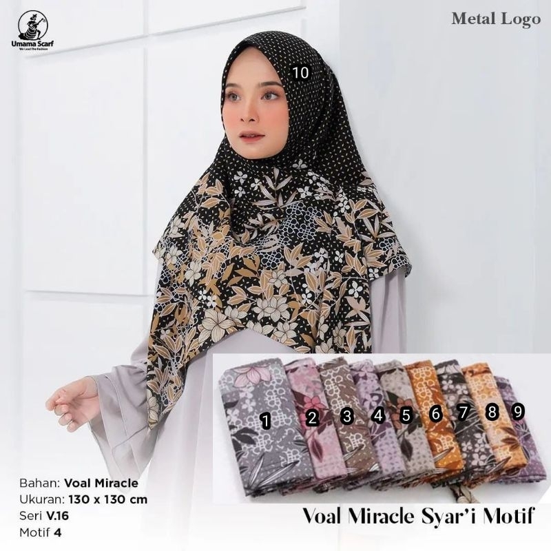 Segiempat Syari 130x130 Jilbab Umama Scarf Kerudung Hijab Segi4 Jumbo Motif