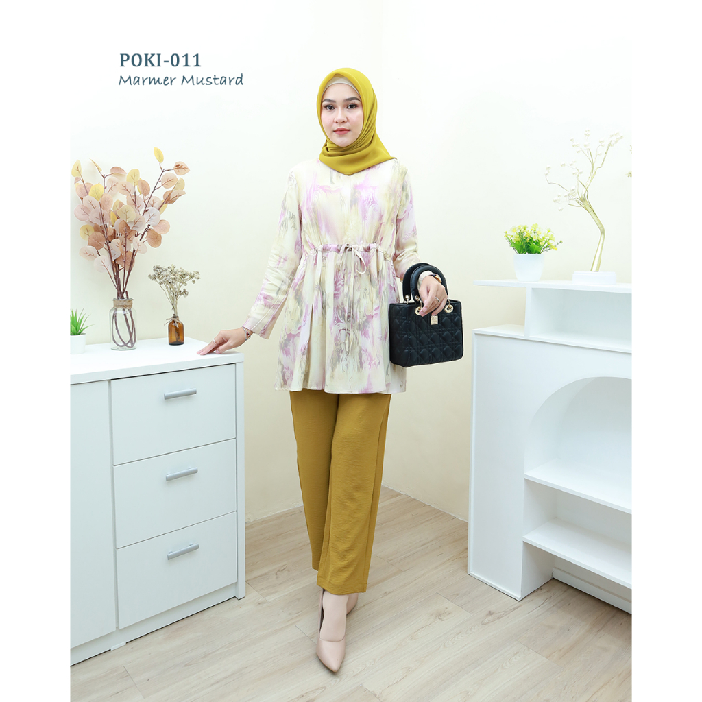 One Set POKI  Free Cepol ( Ikat Rambut Kain )- Setelan terbaru by Hijab Mamah icis Sku 2