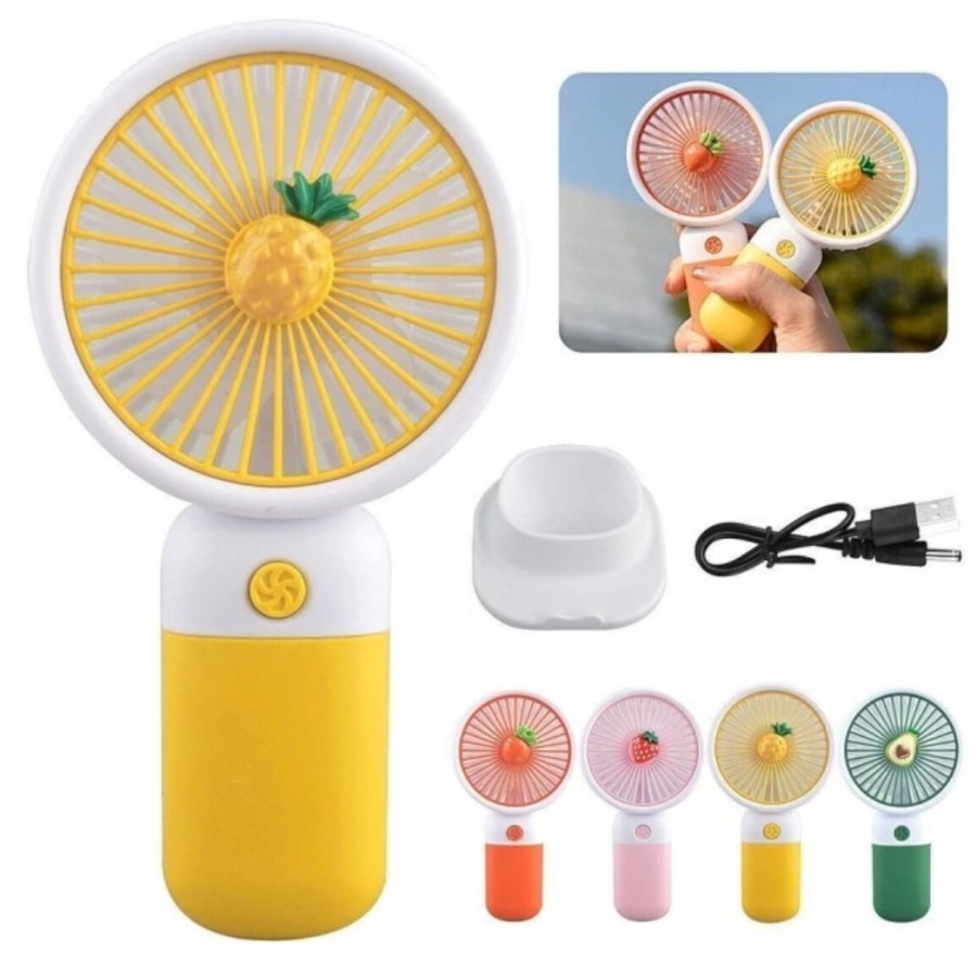 Kipas Karakter Buah Portable Fan Mini Angin Genggam Travel Desktop Set