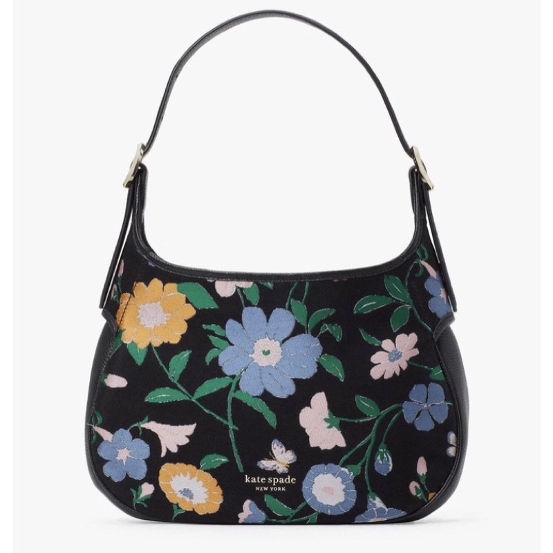 KATE SPADE PENNY FLORAL GARDEN HOBO BLACK MULTI - ORIGINAL ✨