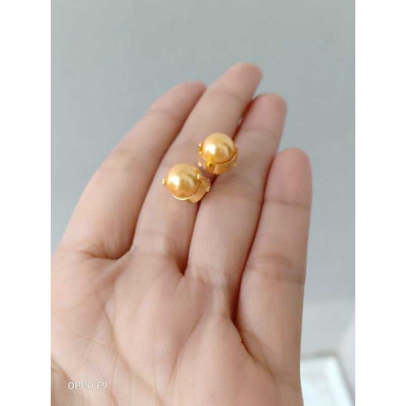 giwang perak lapis emas 22k