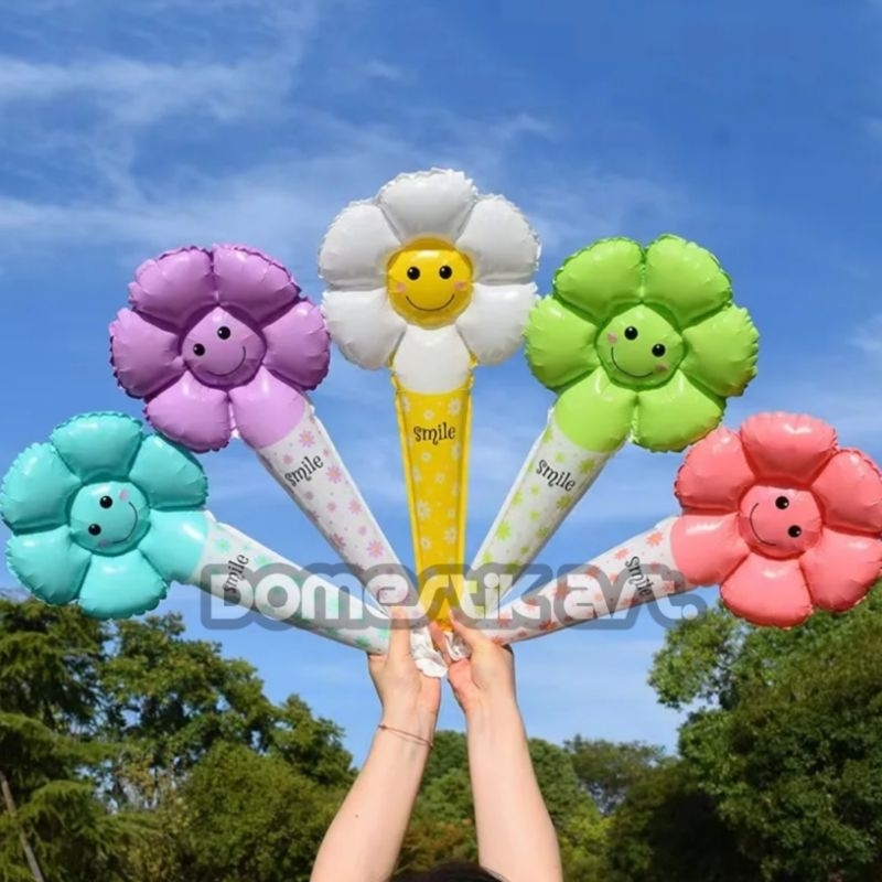 Balon foil Pentung Bunga matahari  / Balon Foil Tongkat Stick Bunga Matahari