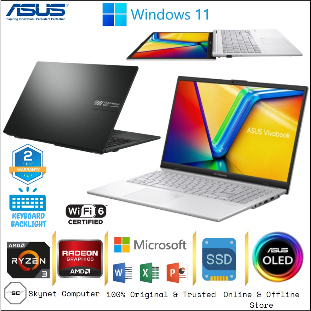 ASUS VIVOBOOK GO 15 E1504FA AMD RYZEN 3 7320U RAM8GB SSD512GB OLED WINDOWS 11 DAN OFFICE 2021 ORIGINAL