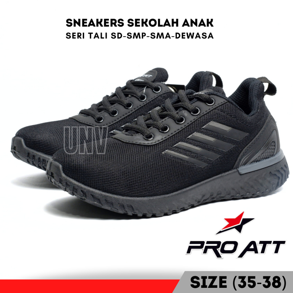 Sepatu Sekolah Anak Laki Pro Att TEC 890 Hitam Putih Sepatu Sekolah SD Sneakers Anak Cowok