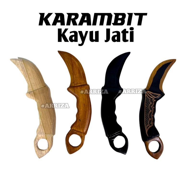 ORIGINAL 100% Dari Kayu Jati Utuh KARAMBIT KAYU JATI / Karambit ipsi - karmbit peraga silat / Karambit Kayu Jati Ukir / Karambit Ukir / karambik ori / kerambit kayu jati / kerambit ori