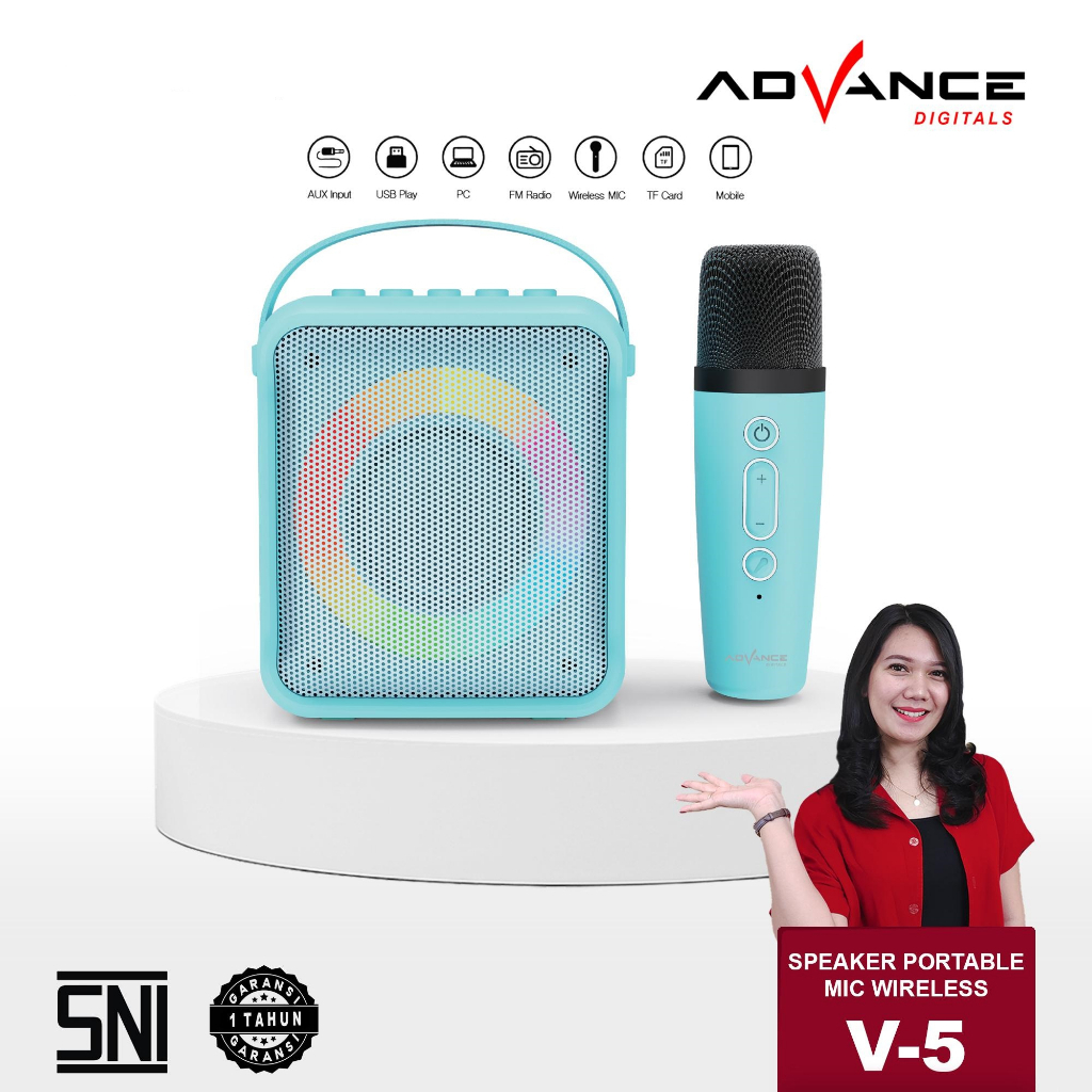 Speaker Portable Bluetooth Advance V5 Free Mic Wireless | Advance Speaker Bluetooth Karaoke Portable Microphone Wireless | FMS