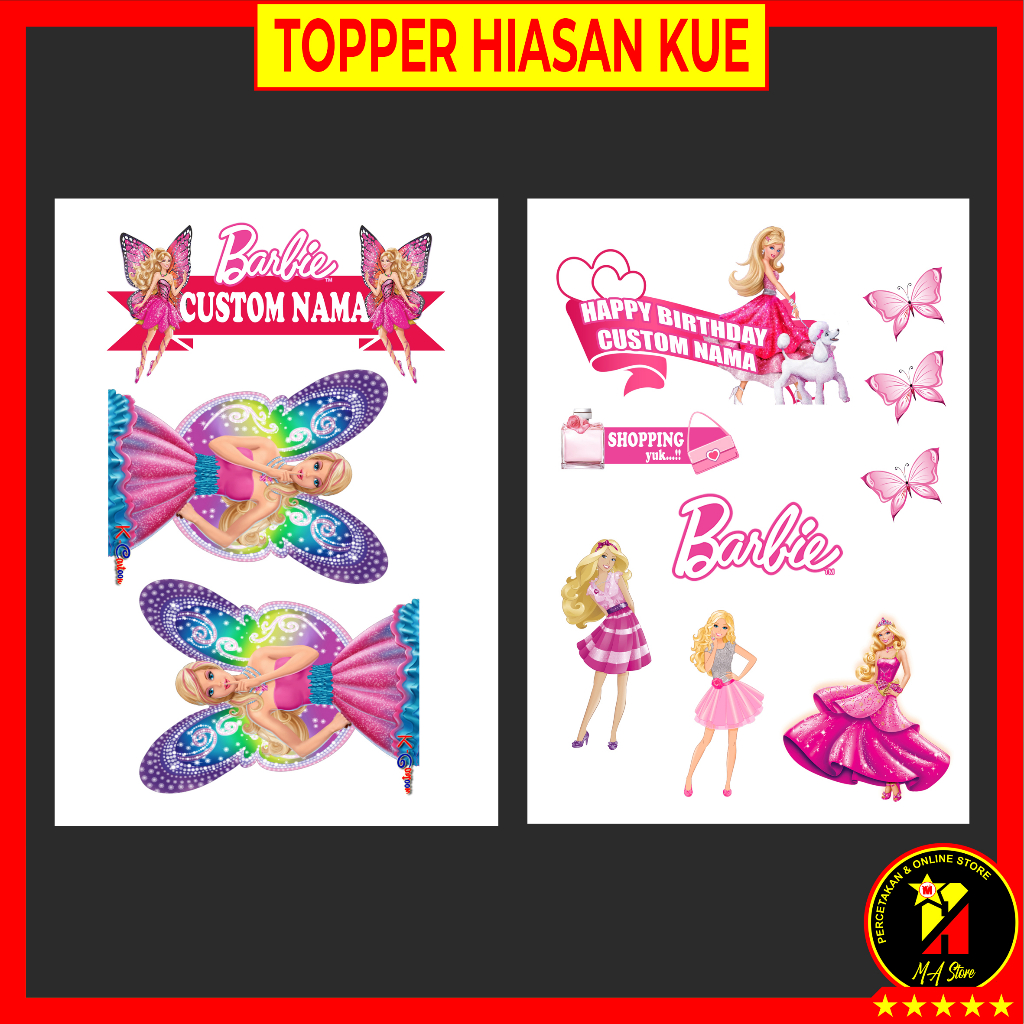 

Topper Karakter Barbie Cantik Bersayap Hiasan Kue Cake Ulang tahun Acara Pesta Bahan Kertas Foto Kualitas Glossy