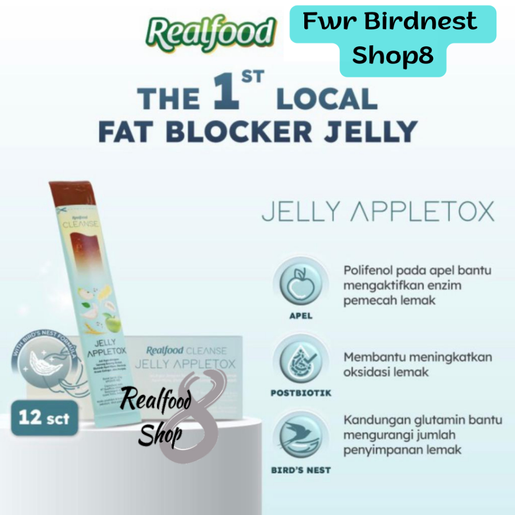 

Realfood Cleanse Jelly Sarang Burung Walet Appletox Fatblocker 12 pcs