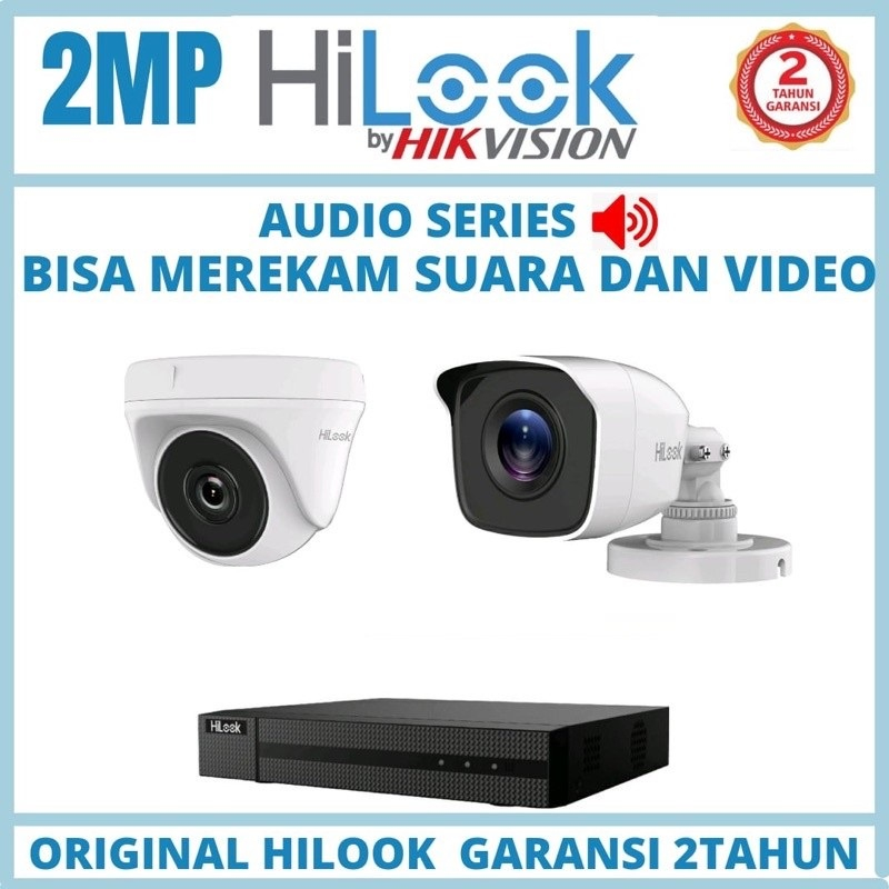 PAKET CCTV HILOOK 2MP AUDIO 2 KAMERA SIAP PASANG - BISA REKAM GAMBAR dan SUARA