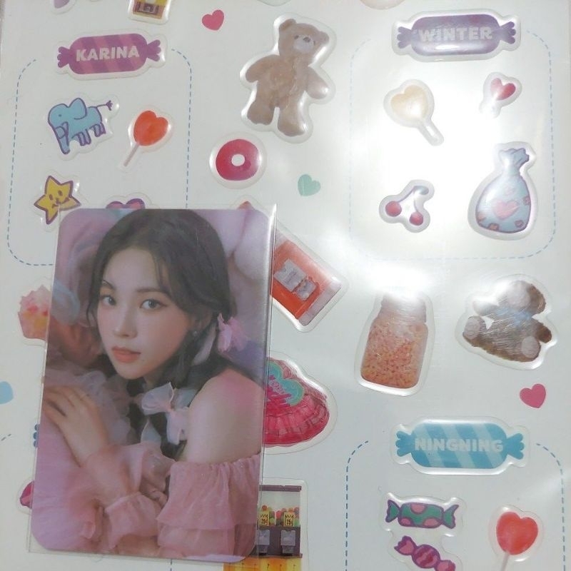 ( Karina Photocard Only ) Aespa Photo Holder & Sticker Oh Caendy Pocket ( Karina Version )