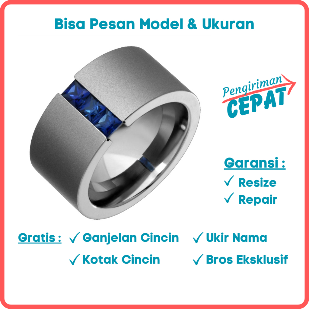Gratis Tulis Ukir Nama Bisa Pesan Model Garansi Silver Asli Cincin Kawin Perak Pria Tunangan Id228