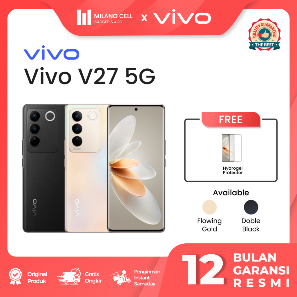 Vivo V27 5G 8/256GB | MediaTek Dimensity 7200 | Funtouch OS 13 Global | 4600 mAh | Garansi Resmi