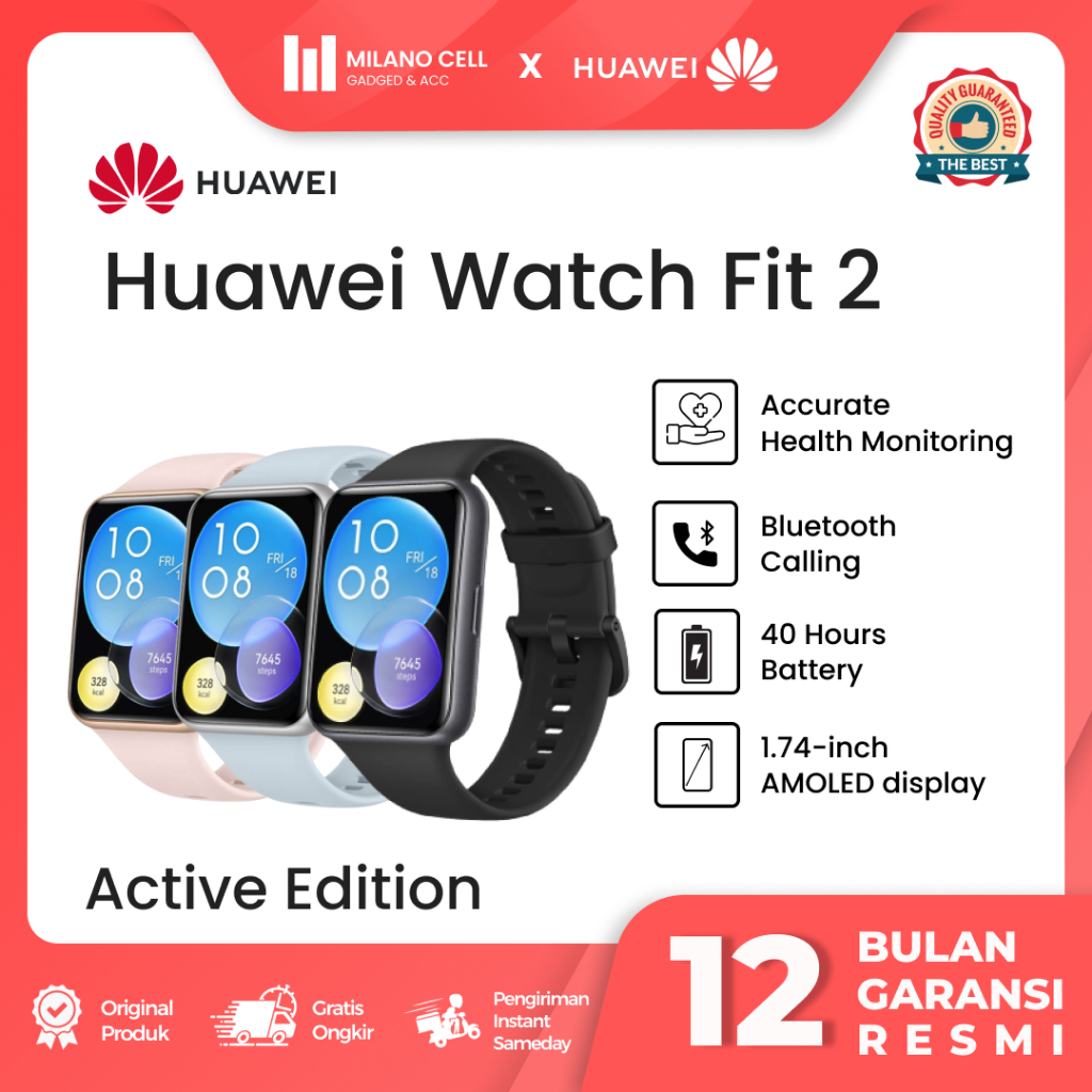 HUAWEI Watchfit 2 Smartwatch Bluetooth Calling GARANSI RESMI