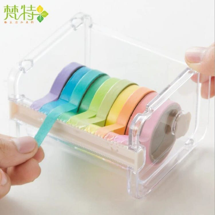

[ORGM] Alat Tulis Kantor Perlengkapan Sekolah Isolasi Masking Tape Dispenser Washi Tape Dispenser Clear Case