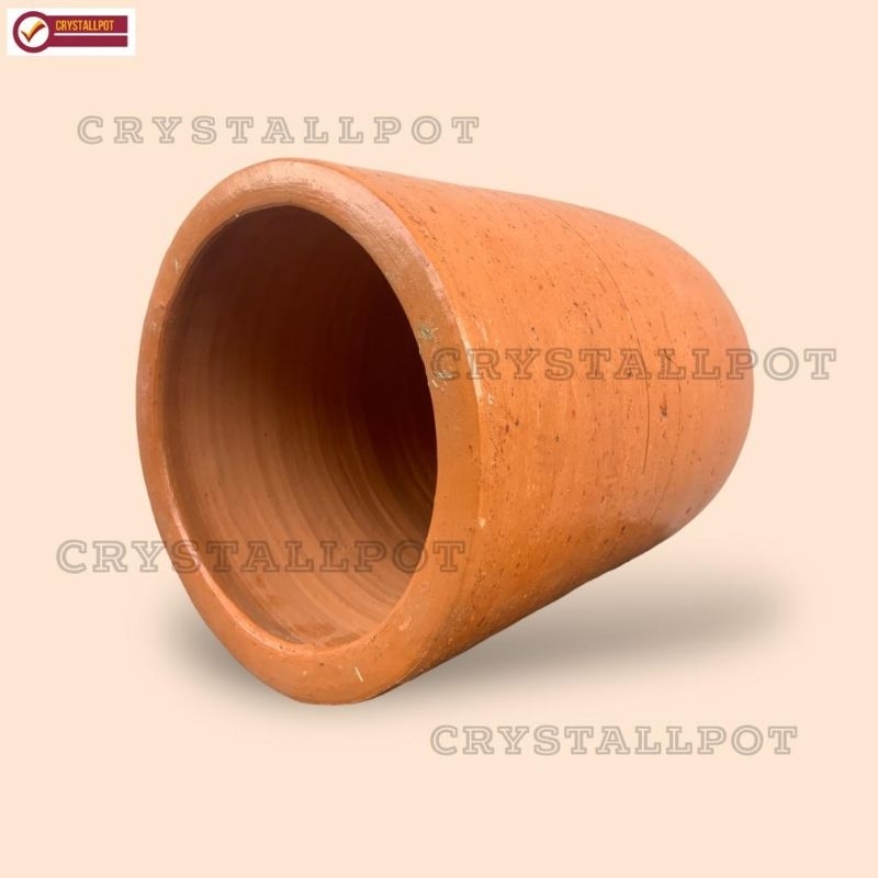 POT BUNGA TANAMAN GERABAH TANAH LIAT KAPSUL TINGGI TERRACOTTA POLOS D22 T30 - KAPSUL TERRACOTTA