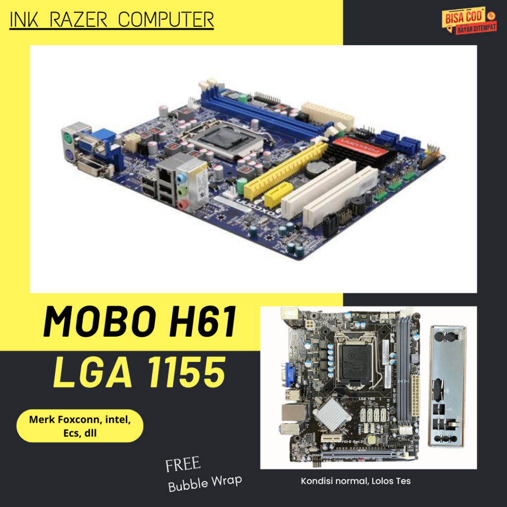 Motherboard H61 Foxconn, ECS, dll Mobo Socket LGA 1155