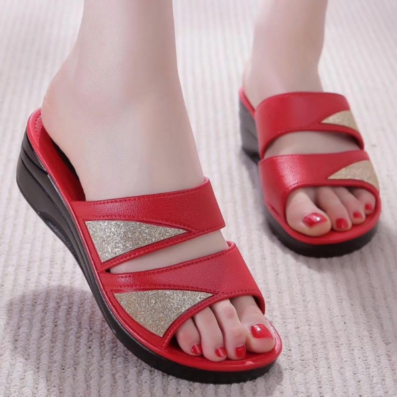 Sandal Slop Wedges Convs Strip Glitter Import High Quality RF