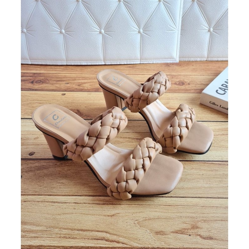 ABBUSHOES RY 34 sendal wanita hak tahu kepang ban 2 sireen 7cm