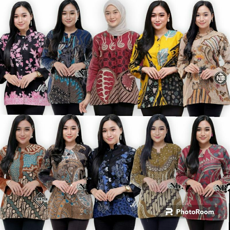 Blus Batik Atasan Batik Wanita Modern Sakura Merah Putri Malu Cibulan Biru Pink Toska Encim Jumbo