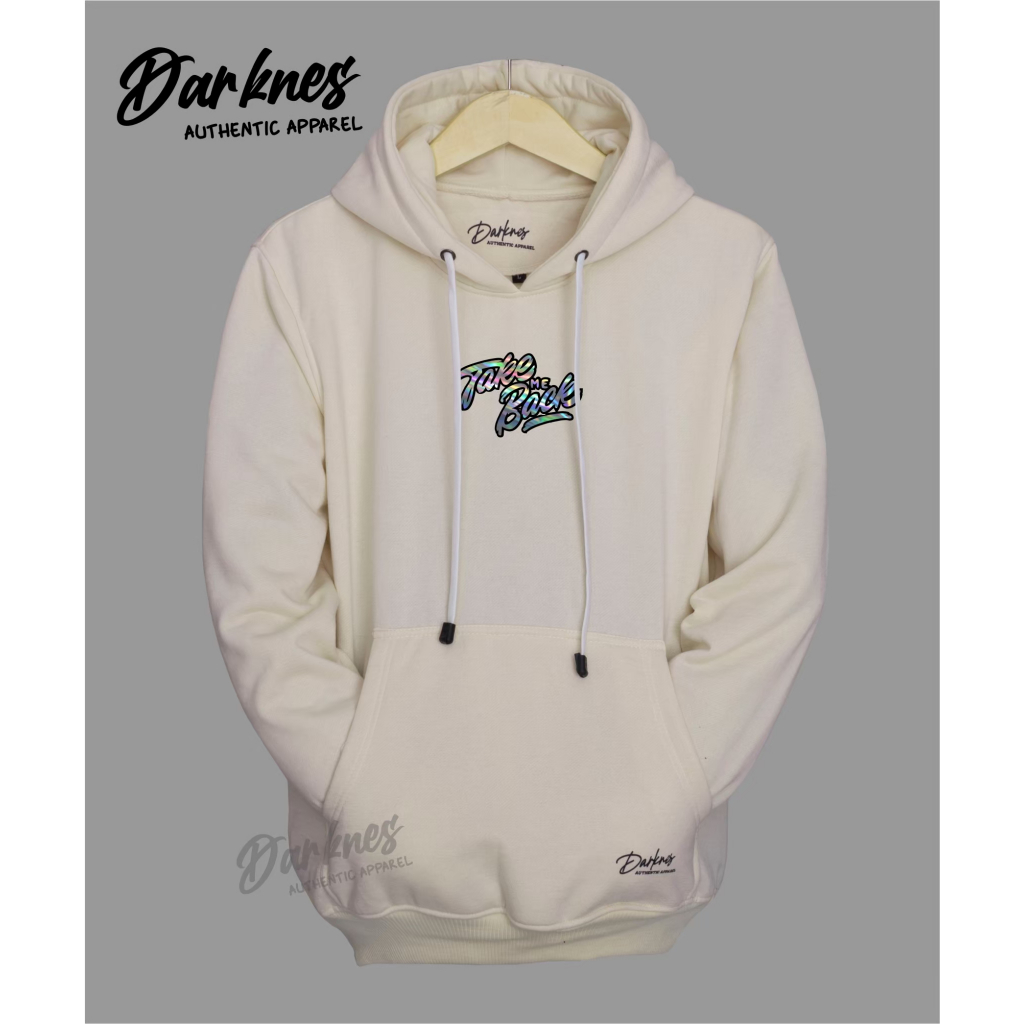 sweater hoodie pria original bahan tebal brand lokal darkness apparel warna cream kaki hodie jumpper polos premium sablon simple graffity hologram switer terlaris 2023 style korean bisa cod bayar ditempat