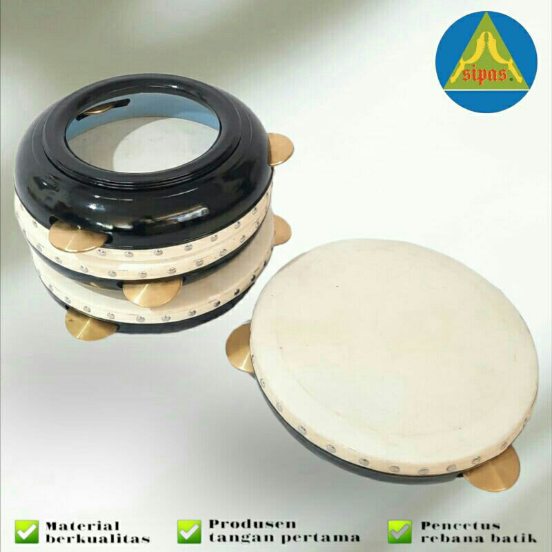 Rebana Hadroh banjari Polos satuan kayu mahoni 30 cm kricik kuningan