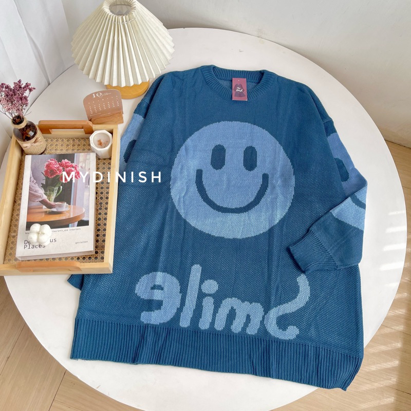 Rara Smile Oversize Sweater Rajut Wanita Motif