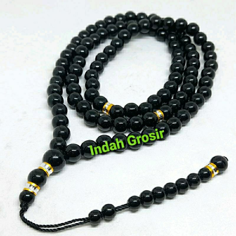 Tasbih batu black onex 10mm 99butir pembatas combinasi