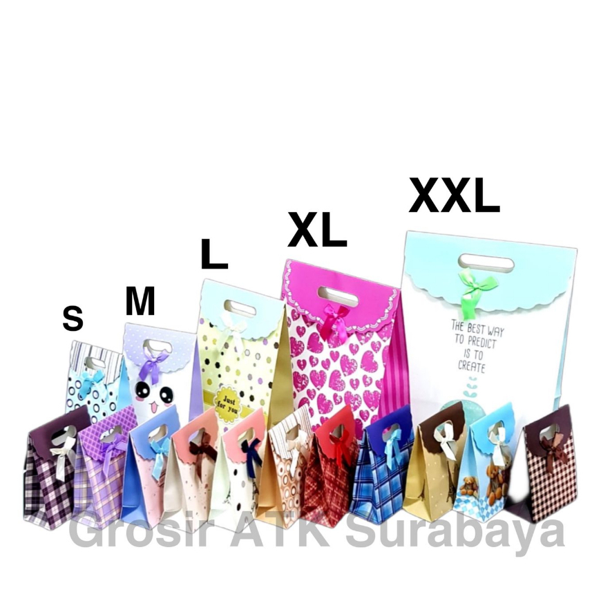 

Paper Goodie Hand Bag Tas Kertas Kado Ulang Tahun Pita S M L XL XXL