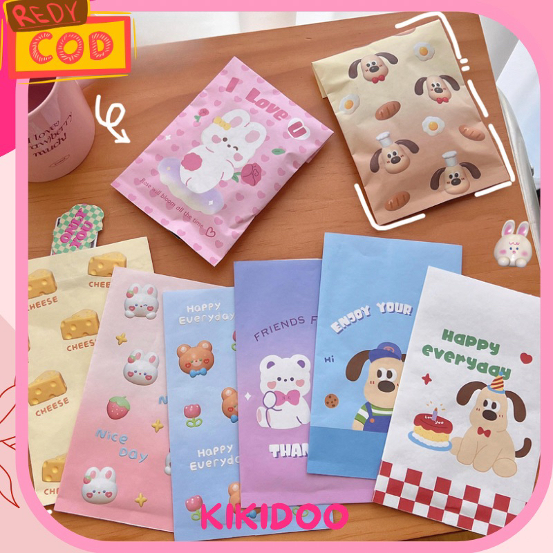 Kikidoo Plastik Amplop Packing Aesthetic  Cartoon Paper Bag Kertas lucu RT125