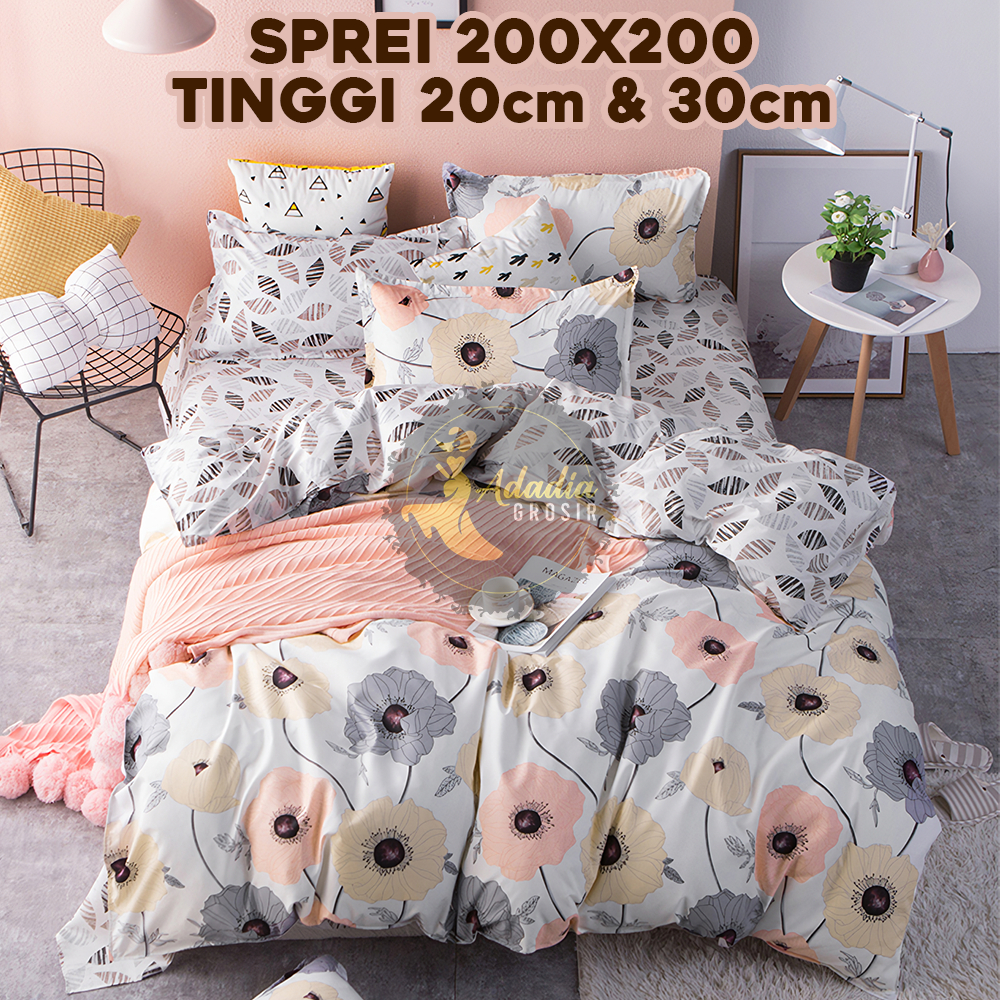 SPREI 200x200x20 TINGGI 20cm AESTHETIC HOMEMADE ANTI GESER SUDUT KARET - BAHAN KATUN DISPERSE