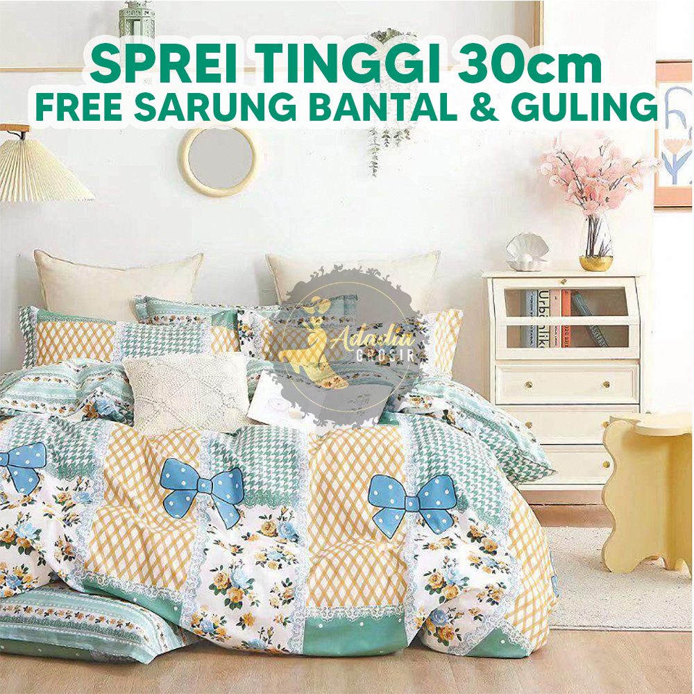 SPREI TINGGI 30cm HOMEMADE AESTHETIC 120x200 160x200 180x200 SUDUT KARET FREE SARUNG BANTAL SARUNG GULING/ SEPREI SEPRAI SPREI AESTHETIC HOMEMADE MOTIF TERBARU SQUARE KOTAK-KOTAK EMILY BUNGA ZIGZAG KINTAKUN EMILY LOVELY TARTAN