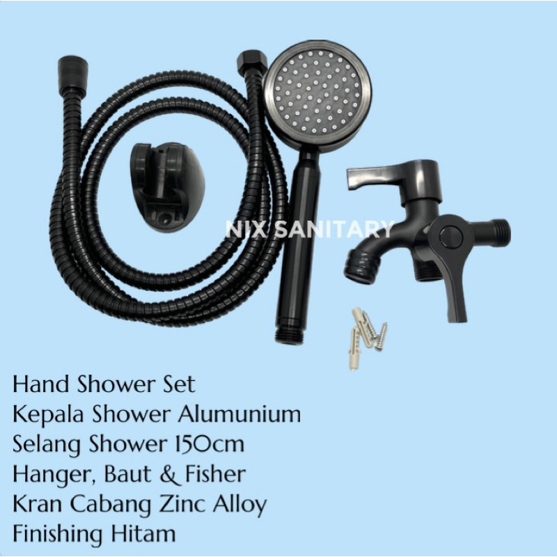 Hand Shower Set Shower Mandi Black Series Kran Shower Kran Air Double