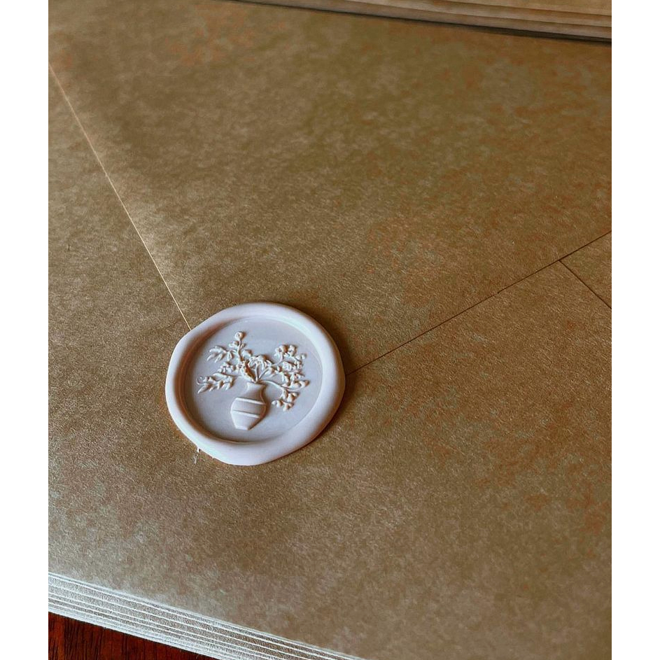 

(PRMHS) Vase (Creamy) - 1 Pcs seal wax coin sticker siap pakai ready stock (Include double tape) / souvenir pernikahan / accesories / calligraphy / journaling / undangan / hampers