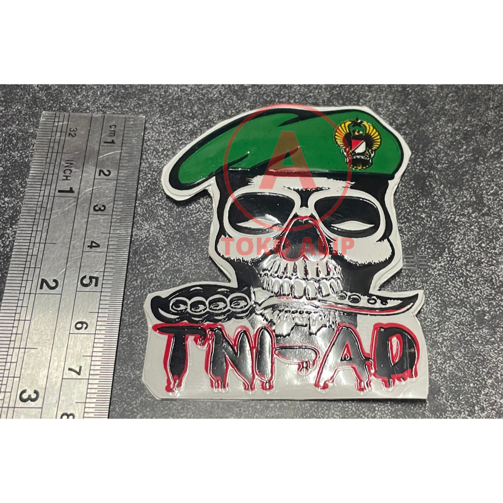 Sticker TNI AD Skullo Baret - Sticker TNIAD Stiker Angkatan Darat Stiker Mobil