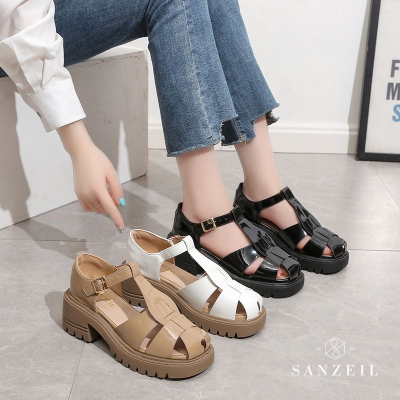 Sandal Wanita Hak Tebal GO41199 Sandal Wanita Tali Import