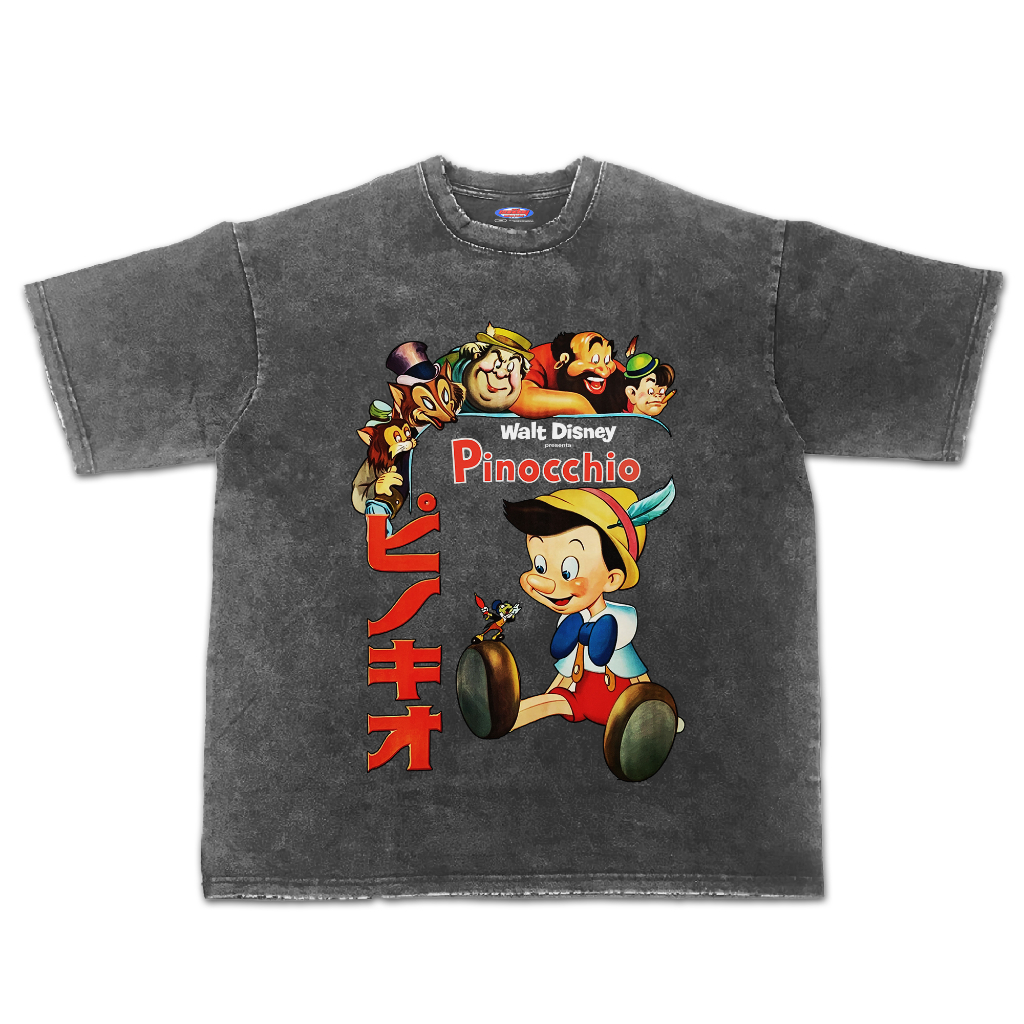 Kaos Pinocchio Cartoon Oversize Stone Wash