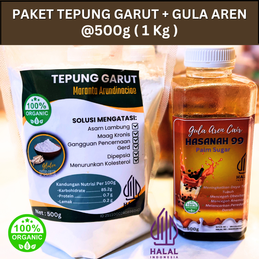 

Paket Tepung Garut Pati Garut Irut Gula Aren Cair Alami Premium