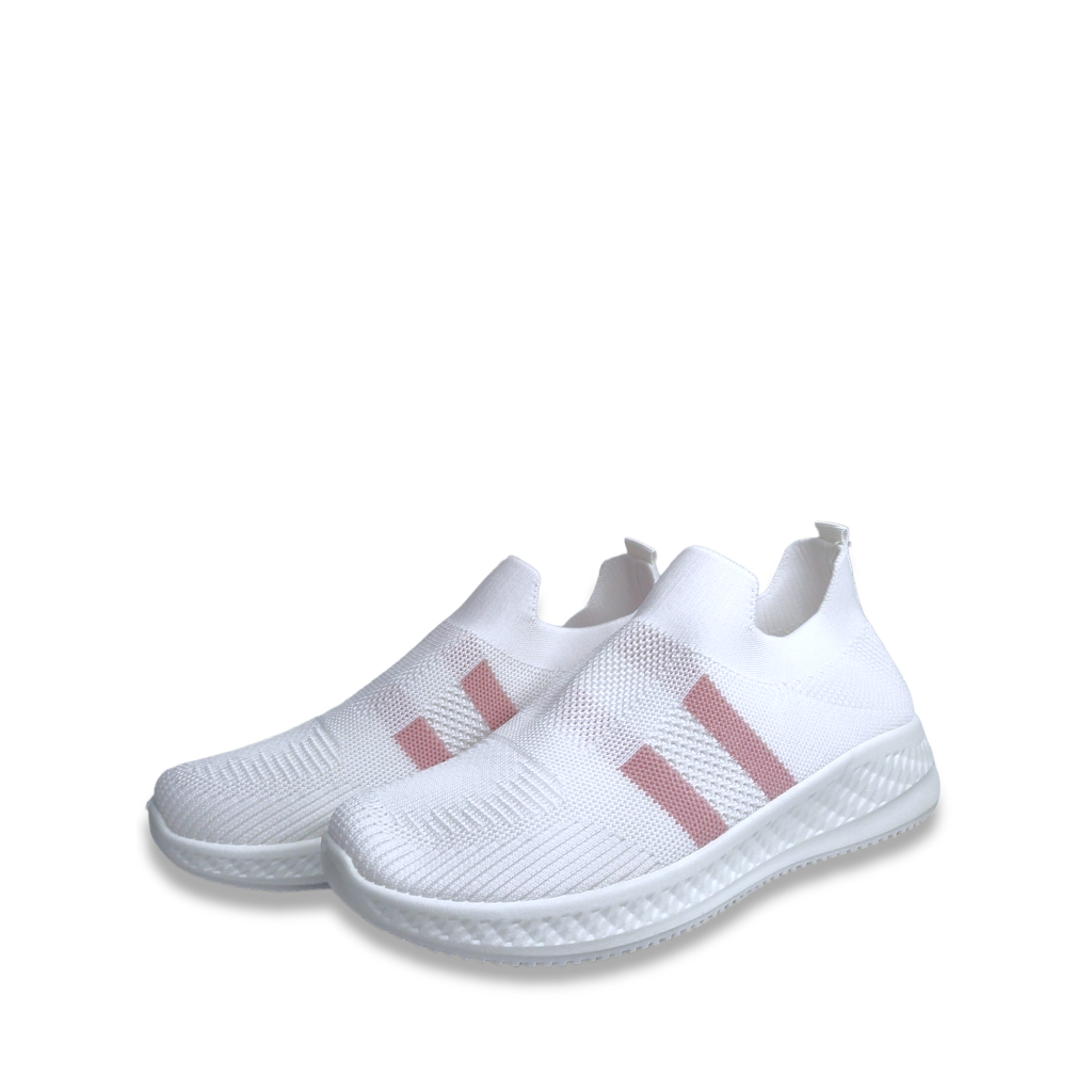 WM-1A002 SEPATU SNEAKERS FASHION CASUAL OLAHRAGA TERBARU STYLE TWOLINES POLOS WANITA PRIA BAHAN RAJUT SLIP ON BEST QUALITY REAL PICT
