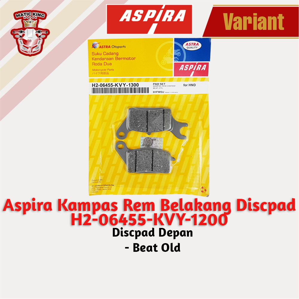 Kampas rem dispad discpad depan belakang Beat Vario scoopy spacy 2008 Fi ESP Techno 110 125 Aspira Astra Otoparts H2-06455-KVB-1310