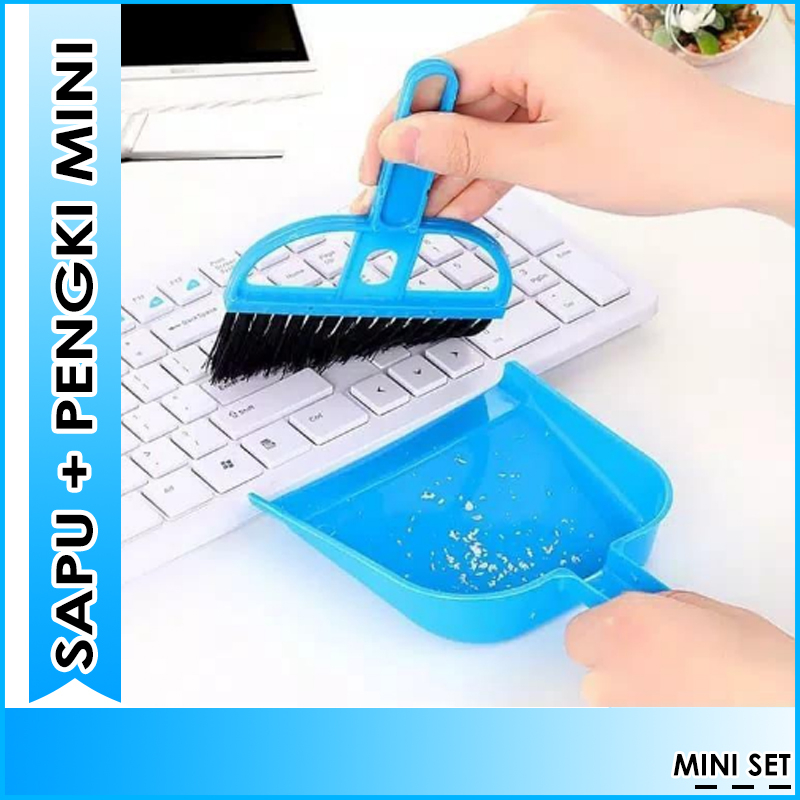 Sapu Pengki Set Mini Kecil Serok Alat Kuas Pembersih Debu Mobil Laptop Mesin Obras
