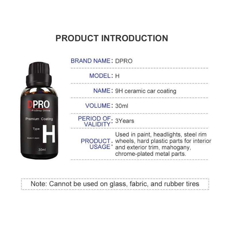 DPRO Premium Coating Type H Nano Ceramic Coating Bodi Mobil - Car Paint Ptotection