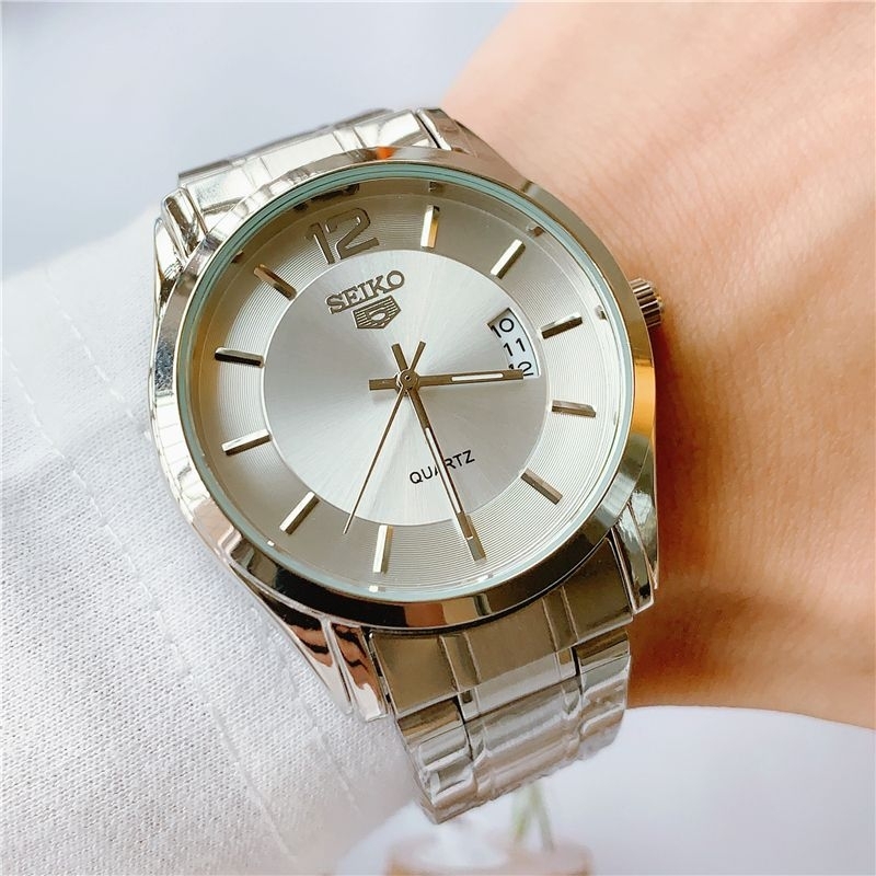 Jam Tangan Pria Strap Stainless Stell tangal hari aktif-Water Resistan