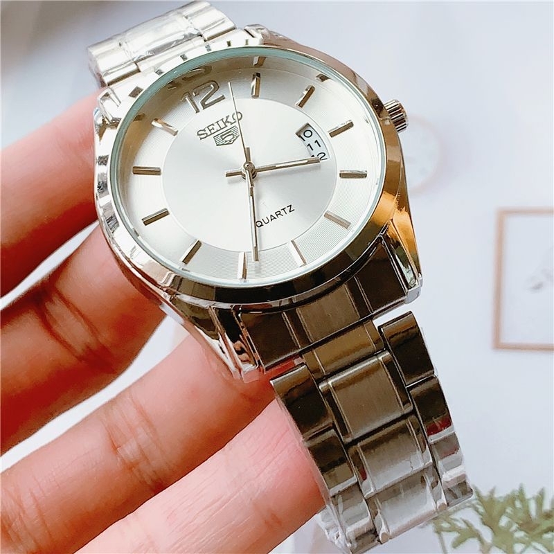 Jam Tangan Pria Strap Stainless Stell tangal hari aktif-Water Resistan