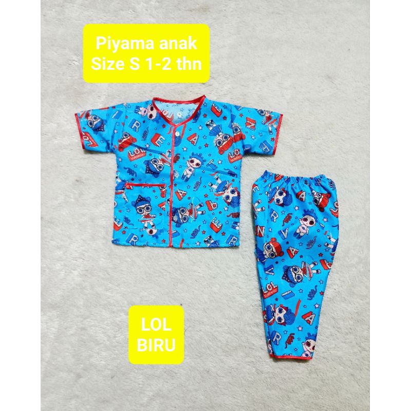 Piyama anak motif karakter 1-2thn. bisa pilih motif. katun dispers. baju anak.