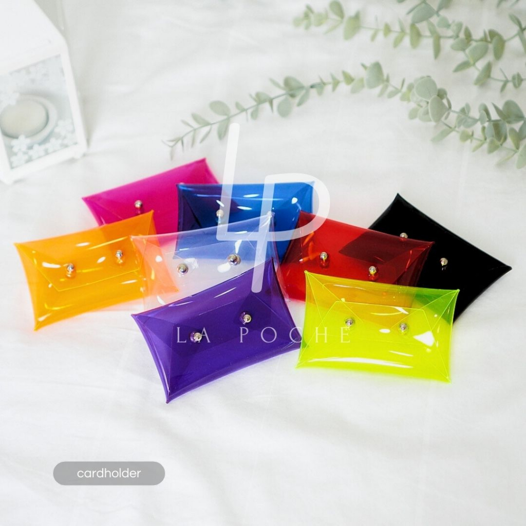 PEONY GLOSSY Small Clutch &amp; Card Holder Studs Transparant Purses Dompet Pesta