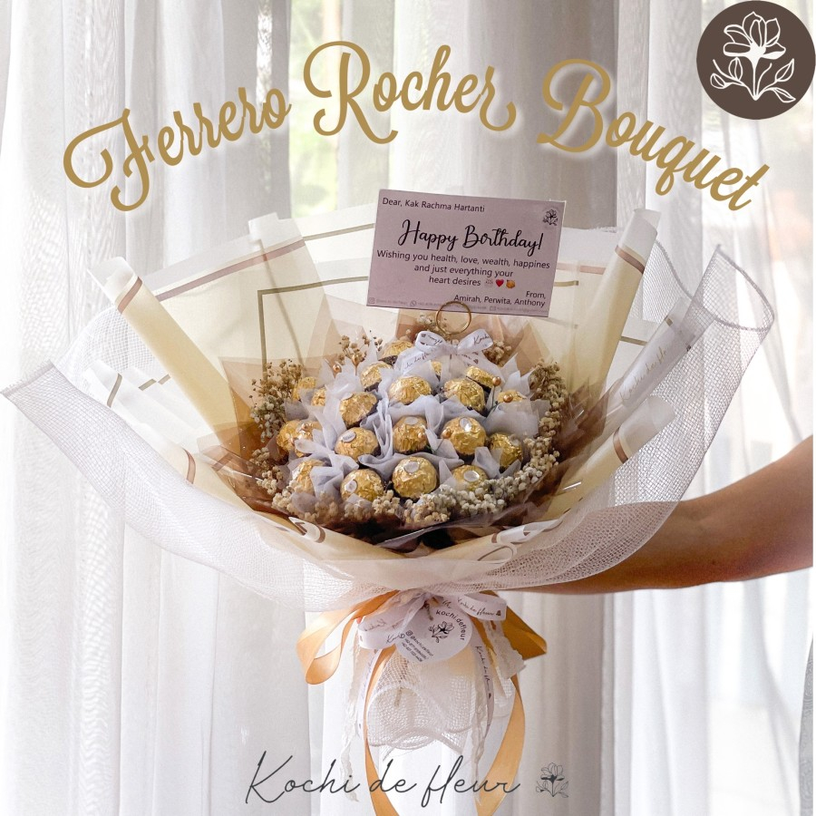 Buket coklat ferrero/Ferrero rocher/Bouquet Dried Flower/ buket graduation / buket wisuda / buket fe