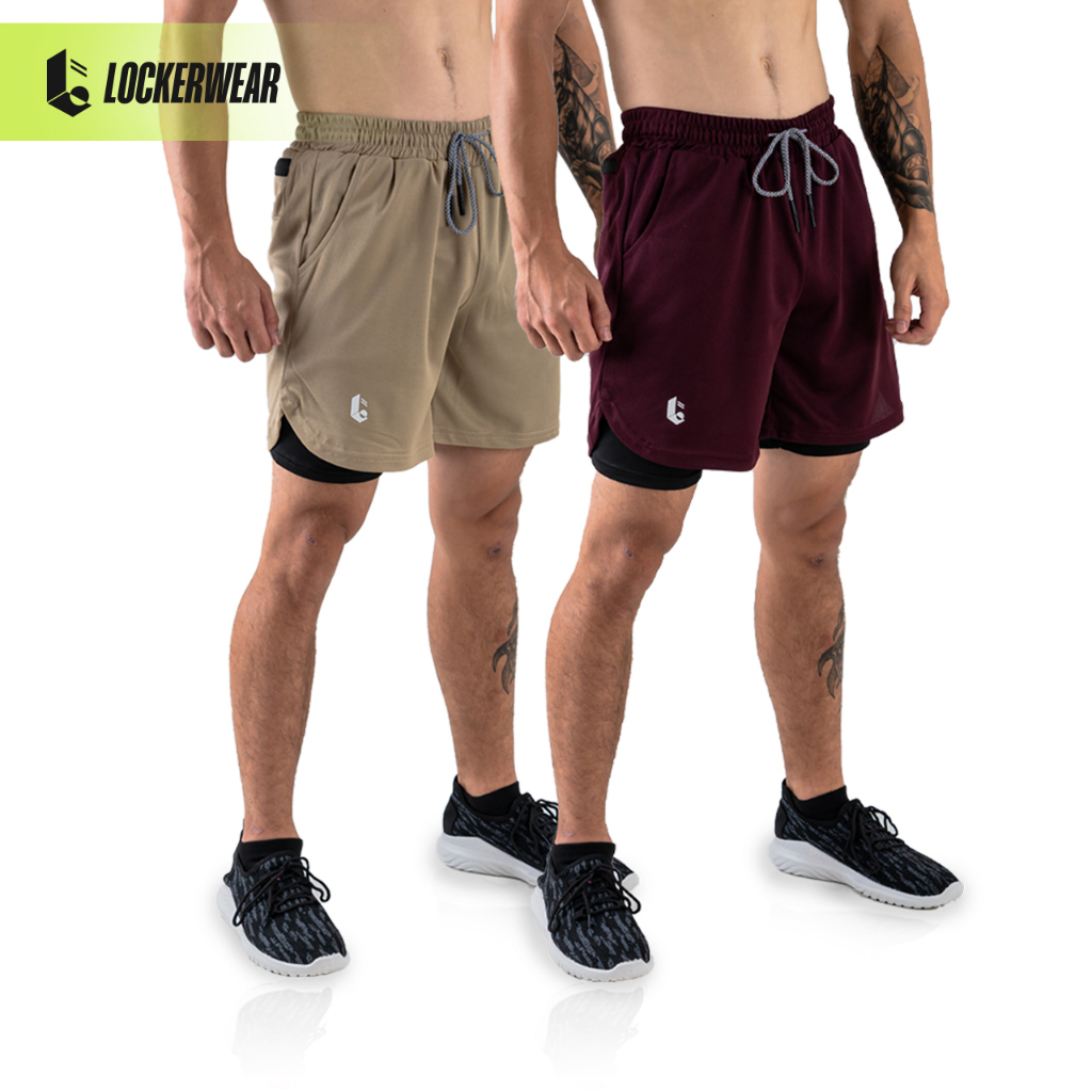 Celana Pendek Olahraga Baselayer Manset Legging Pria Sport Compression Short Pants 2 In 1 Polos Dry 