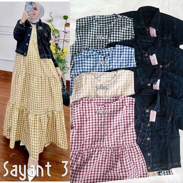 Setelan Wanita Bahan Katun Kombi Outer Jeans Bahan Adem Nyaman Dipakai Setelan Gamis Kekinian Syant 