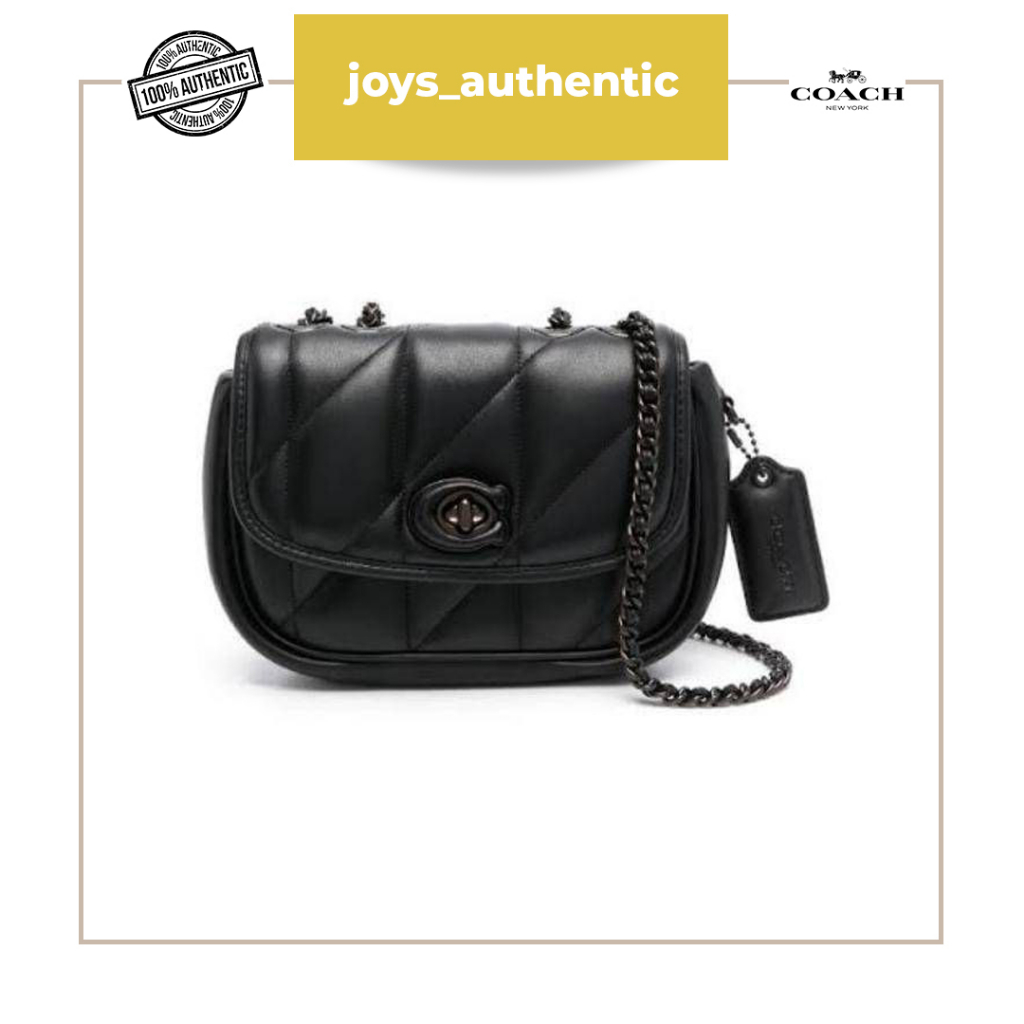 Tas wanita Coach madison pillow quilted shoulder bag hitam black woman bag authentic original