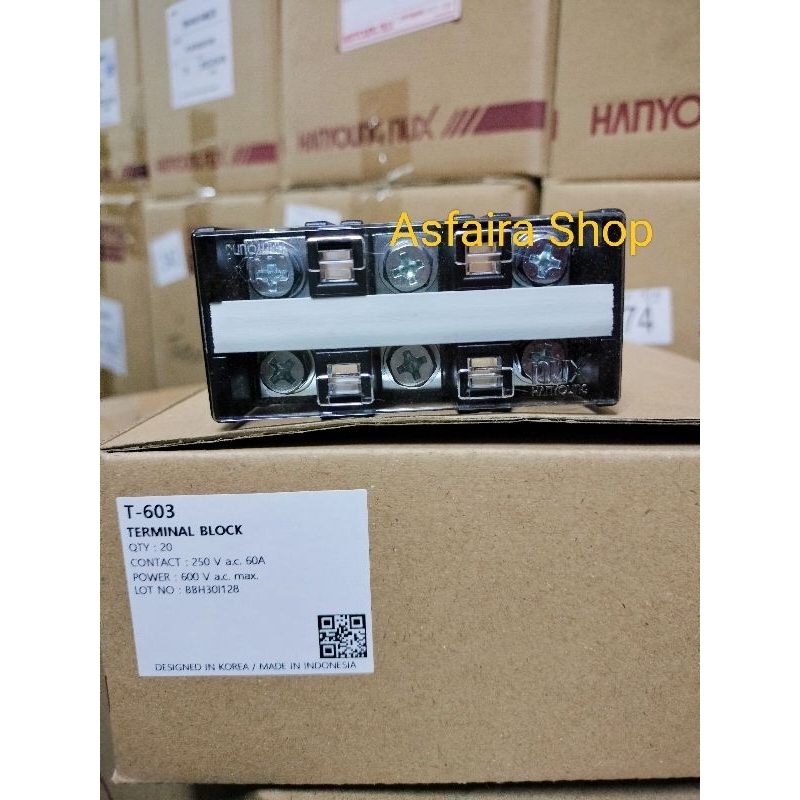 TERMINAL BLOK HANYOUNG HYT-603 / TERMINAL BLOK 60A 3POLE